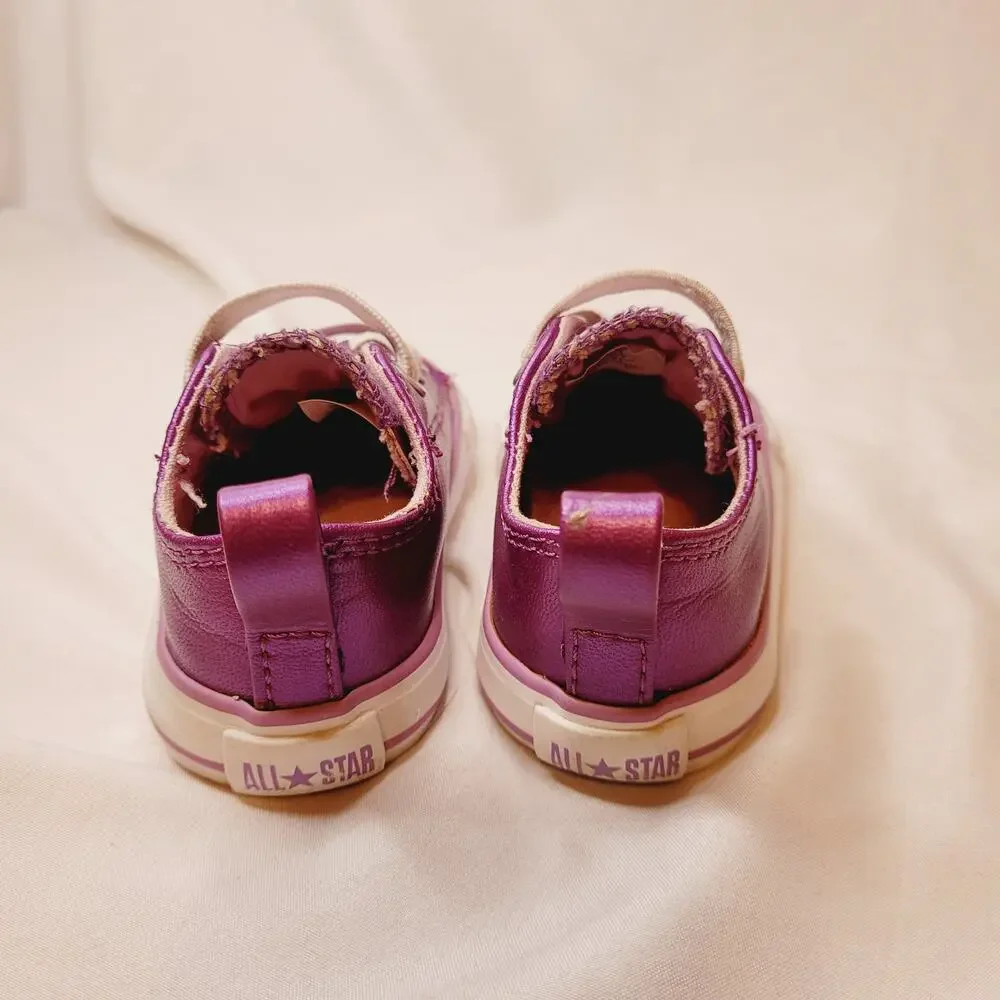 Converse purple metallic slip on toddler sneakers Size 4 Glam Sparkle Easy On